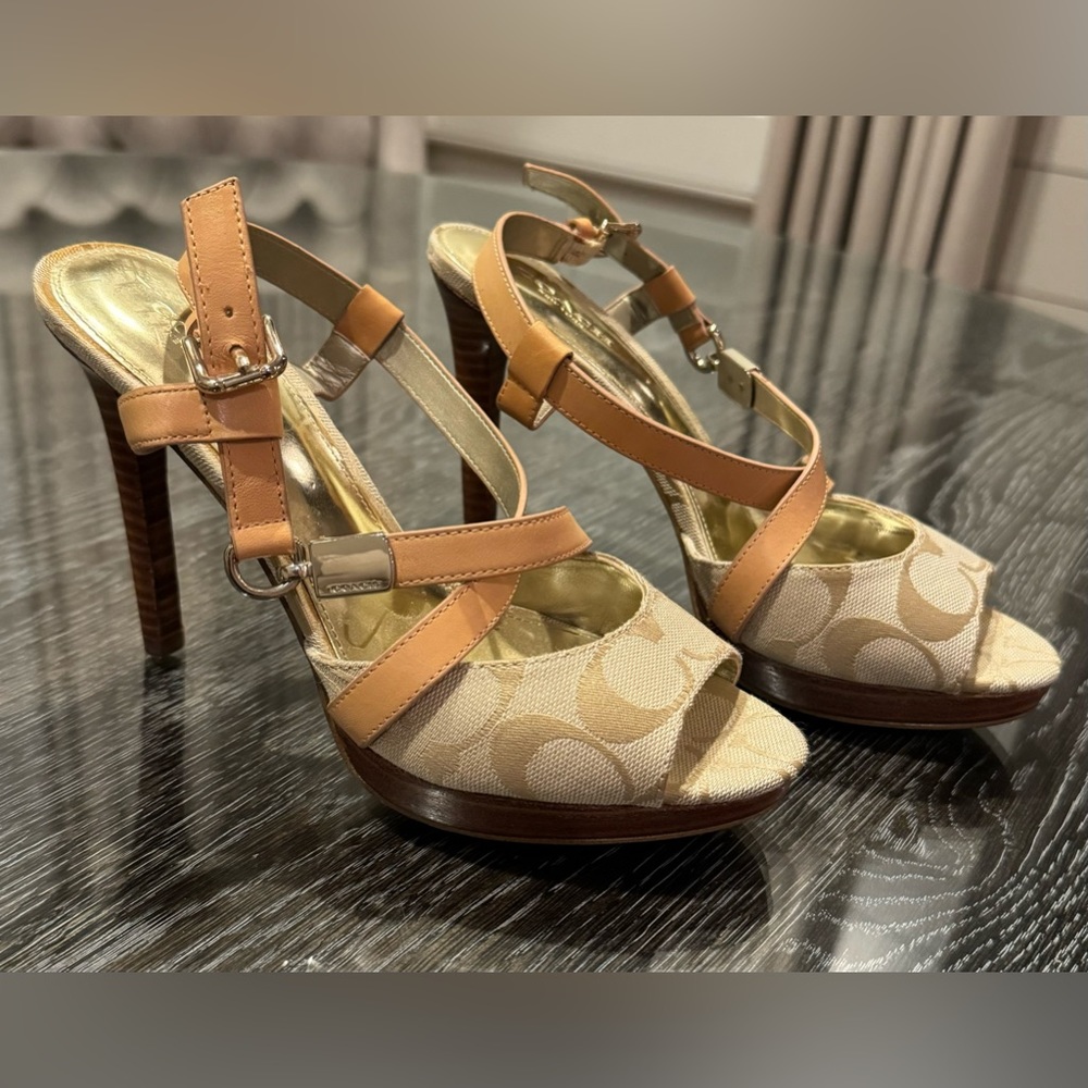 Coach size 6.5 high heel sling back shoes